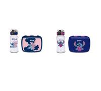 Seven Lilo & Stitch - Juego de fiambrera + botella para niños, separador interior, botella de 460 ml con tapa hermética, producto oficial, fútbol, idea de regalo para niños y adultos