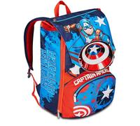 Seven Marvel Merchandising - Mochila Escolar Extensible de Capitán América, Legendary Avenger, Color Azul, Rojo y Blanco, Multicolor, Mochila Extensible