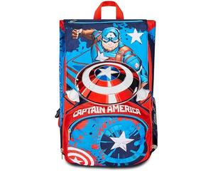 Seven Marvel Merchandising - Mochila escolar extensible de Capitán América, Legendary Avenger, color azul, rojo y blanco, multicolor, Mochila extensible