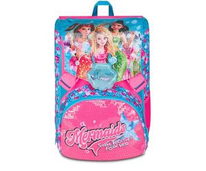 Seven Mermaid Magic - Mochila con doble compartimento extensible, celeste, gran capacidad, respaldo preformado, para niña, escuela primaria, azul celeste, Talla única, Casual