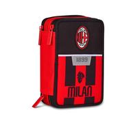 Seven Milan - Estuche Escolar con 3 Cremalleras, Negro, portalápices Triple Compartimento Completo con bolígrafos, lápices, Colores, Accesorios de Mochila, Escuela Primaria, niño fútbol, Negro