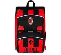 Seven Milan - Mochila con doble compartimento extensible, color rojo y negro, equipo de fútbol, gran capacidad, respaldo preformado, para niño, escuela primaria, rojo, Talla única, Casual
