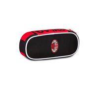 Seven Milan - Portalápices Escolar Round Plus, Negro, Estuche Ovalado con elásticos y Bolsillo para bolígrafos, lápices y Accesorios, Escuela Secundaria y Superior, niño fútbol, Negro, Moderno