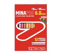 SEVEN Minapro 6.0 - Caja de 12 lápices de colores con espacio para nombres personalizables, para niños y adolescentes