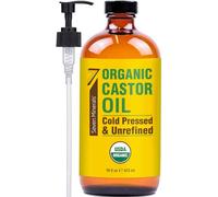 Seven Minerals New 16 fl oz Glass Bottle Castor Oil Organic Cold Pressed Unrefined Glass Bottle Pack - 100% Pure USDA Certified Organic Hexane Free
