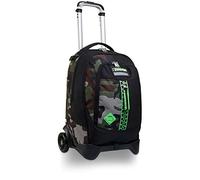 Seven Mochila con ruedas, JACK-2WD HALF Negro, Bolsa con ruedas para libros, 3 en 1, Mochila Desmontable+Trolley, para chicos&chicas Para la escuela, Deporte, Tiempo libre, Funda para portátil, verde
