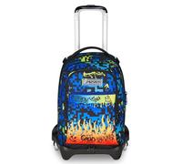 Seven Mochila con Ruedas Jack de 3 Ruedas, Color Azul, Mochila con Carretilla extraíble de 34 l, Bolsa de Botella y Sistema Crossover, manejable, Resistente, para Escuela Primaria y Secundaria