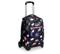 Seven Mochila con Ruedas New Tech PINKPOINTS Girl, Negro - Mochila 3 en 1, Mochila Escolar con Carro - Bolso Escolar Niños, Niñas, Adolescentes - Bolsillo Frontal con Cremallera