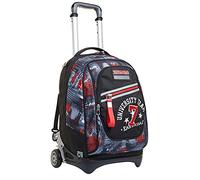 Seven Mochila con Ruedas, NEW TECH COLLEGE WORLD Bolsa con ruedas para libros, 3 en 1, Mochila Desmontable+Trolley, para chicos&chicas Para escuela, Deporte, Tiempo libre, Funda para portátil, Negro