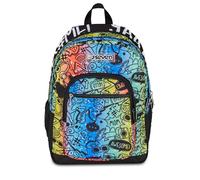Seven Mochila Doble Comp. FREETHINK CON AUDIFONOS GAMING FLUO STAMP, Jet Black - Mochila Negocio, Trabajo, Diario, Viaje, Escolares, para hombres, mujeres, adolescentes - con Port. USB integrado