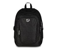 Seven Mochila doble compartimento Tech Shiny, negro, bolsillo para PC y bolsillo porta botella, escuela media y superior, niña