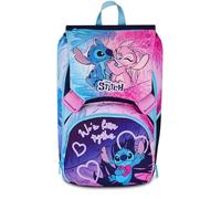 Seven Mochila doble Lilo & Stitch compartimento extensible, lila, gran capacidad, respaldo preformado, niña, escuela primaria, Lila., Talla única, Casual