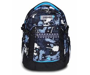 Seven Mochila Ergonómica Ecológica, UPDOWN TWICE GRS HUE STAINS, Jet Black - Mochila de Escolares, Escuela Secundaria, Colegio, Diario, Viaje, para niños, niñas, adolescentes - Maxi Capacidad