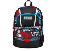 Seven Mochila Escolar Adavanced Pockets, Color Negro y Rojo, Half Street, Mochila Doble Compartimento Multibolsillos, con Bolsillo para PC, Bolsillo para Botella y Organizador, Mochila Mediana y