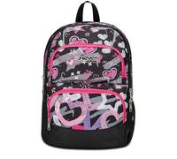 Seven Mochila Escolar Adavanced Pockets, Negro Fucsia, Draft Heart, Mochila Doble Compartimento Multibolsillos, con Bolsillo para PC, Bolsillo Porta Botella y Organizador, Mochila Mediana y Superior,