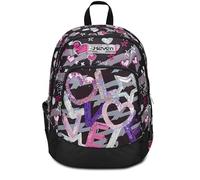 Seven Mochila Escolar Advanced, Negro Fucsia, Draft Heart, Mochila Doble Compartimento con Bolsillo para PC o Tableta, Bolsillo Porta Botella y Organizador, Mochila Escolar Media y Superior, niña,