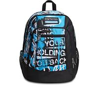 Seven - Mochila escolar avanzada, color negro azul, con estampado de chico, mochila doble con bolsillo para ordenador portátil y bolsillo para botella de agua, escuela y ocio, niños y adolescentes,