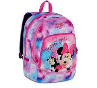Seven Mochila escolar de Minnie Mouse con doble compartimento, bolsa para botella de agua, bolsa de PC, correas acolchadas para el hombro, para niñas y niñas, color rosa y azul