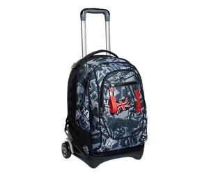 Seven Mochila Escolar Desmontable + Carro, Trolley Escolar New Tech Keep Flag, Negro - Mochila 3 en 1, Crossover System - Bolso Escolar Niños y Adolescentes - Bolsillo Frontal