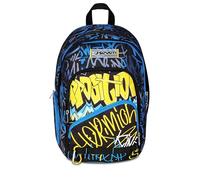 Seven - Mochila escolar doble, color azul y amarillo, doble compartimento, 31 L, con bolsillo para PC, bolsillo para botella y bolsillo con organizador, escuela media y superior, mochila para niño