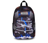 Seven - Mochila escolar doble, color negro y azul, doble compartimento de 31 l, con bolsillo para PC, bolsillo para botella y bolsillo con organizador, escuela media y superior, mochila para niño