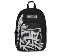 Seven Mochila escolar Dual Detach PLUMPY LINE BOY, negra, 32 L, doble compartimento, multifunción, mochila desmontable, bolsillo con organizador, compartimento para PC, escuela media y superior, niño