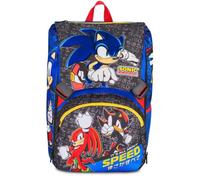 Seven Mochila escolar extensible Big Sonic, azul, 24 l, ampliable mediante cremallera, bolsillo frontal, bolsillo lateral para botella de agua, escuela primaria, niño