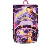 SEVEN Mochila escolar extensible de Disney, diseño de corazón fuerte, color morado, doble compartimento con portabotellas, para niñas, princesas Disney, multicolor, Taglia unica, extensible