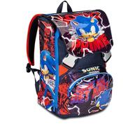 Seven Mochila escolar extensible SONIC PRIME - Rojo Azul - Doble compartimento desmontable mediante cremallera con bolsillo porta botella - Niño, multicolor, Talla única, Mochilas rucksack