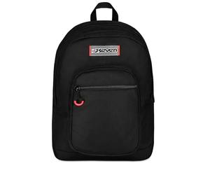 Seven Mochila escolar Freethink, doble compartimento, negra, 34 L, compartimento para ordenador ablet, bolsillos multifunción, bolsillo lateral para botella de agua, escuela media y superior, niños