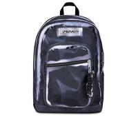 Seven Mochila escolar Freethink, doble compartimento, negra, 34 L, multifunción, bolsillo frontal, bolsillo lateral para botella de agua, compartimento interior para PC, escuela media y superior