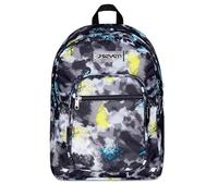 Seven Mochila Escolar Freethink, Negra y Amarilla, Doble Compartimento con Bolsillo para PC y Bolsillo para Botella, 34 L, Escuela Secundaria y Superior, Mochila para niño