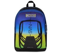 Seven Mochila escolar Freethink Nuanced, azul amarillo, doble compartimento con bolsillo para PC y bolsillo para botella, capacidad 34 litros, escuela secundaria y superior, para niño y niña