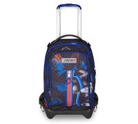 Seven - Mochila escolar Jack de 3 ruedas, color negro y azul, mochila con carrito desmontable de 34 l, bolsillo para botella y sistema cruzado, fácil de manejar, para escuela primaria y secundaria