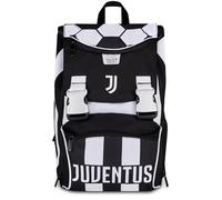 Seven Mochila Extensible Juventus, Doble Compartimento, Negra, 24L, Cremalleras Laterales, Bolsillo Frontal, Bolsillo Lateral para Botella de Agua, Escuela Primaria y Secundaria, niño, niño, fútbol