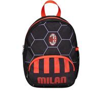 Seven Mochila para guardería pequeña, A.C. Milan Fútbol, negro y rojo - Bolsillos laterales porta botella, bolsillo frontal, mochila para guardería infantil - Mochila escolar Kid