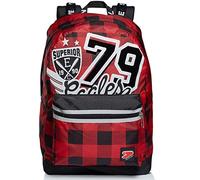 Seven Mochila Reversible BACKPACK COLLEGE BOYS, Rojo y Negro - Bolso de Negocio, Trabajo, Diario, Viaje, Escolares, para hombres, mujeres y adolescentes - Mochila Viaje
