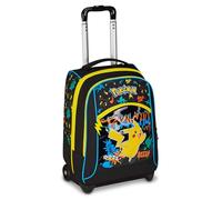 Seven Pokémon Big Trolley escolar fijo, negro, 2 en 1, doble uso, trolley y mochila, mochila escolar primaria, niño, Negro, Talla única, Casual