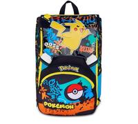 Seven Pokémon - Mochila con doble compartimento extensible, negra, gran capacidad, respaldo preformado, para niño, escuela primaria, Negro, Talla única, Casual