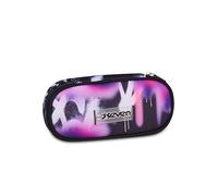 Seven Portalápices escolar Round Plus Buzzy Note Girl, rosa, estuche ovalado, bolsillo interior, trabillas elásticas para bolígrafos, accesorios mochila, niña, escuela media y superior