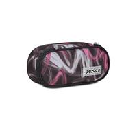 SEVEN Portalápices Escolar Round Plus, Negro y Morado, Freethink Girl, bolsita Ovalada con Bolsillo Interior y Gomas Porta bolígrafos, Accesorios Mochila, elementales, Medios, Superiores, niña,