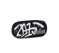 Seven Portalápices escolar Round Plus PLUMPY LINE BOY, negro, estuche ovalado, bolsillo interior, trabillas elásticas para bolígrafos, accesorios mochila, niño, niño, escuela secundaria y superior
