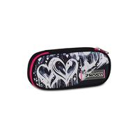Seven Portalápices escolar Round Plus PLUMPY LINE GIRL, negro, estuche ovalado, bolsillo interior, trabillas elásticas portalápices, accesorios mochila, niña, escuela secundaria y superior