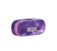 Seven Portalápices escolar Round Plus, violeta fucsia, Bubble Street, bolsita ovalada con bolsillo interior y gomas porta bolígrafos, accesorios mochila, elementales, medios, superiores, niña, fucsia,