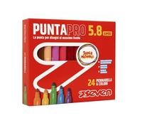Seven - Rotuladores escolares Puntapro 5.8 - Caja de 24 unidades, rotuladores de color, súper lavable, para niños y adolescentes