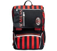 Seven Sons Mochila Ac Milan Calcio, Extensible Con Pelota A Juego, Unisex, para Niños, Negra, Talla Única