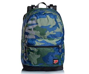 Seven Sons Zaino - The Double Camouflage, Verde/Azul - Zaino Reversibile Azul 2 En 1 - Cuffie Stereo Incluse