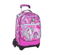 Seven Spa Yub - Carrito Escolar de 3 Ruedas, Color Rosa, MagicWorld, 3 en 1, Triple Uso, Mochila con Carro desenganchable y Sistema Cruzado, Mochilas y Trolley para la Escuela y Viajes, Rosa, Talla