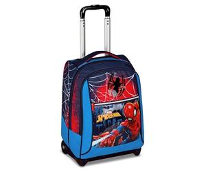 Seven Spiderman Big Trolley Escuela Fija, Azul, 2 en 1, Doble Uso, Trolley y Mochila, Mochila Escuela Primaria, Niño, turquesa, Blu, Casual