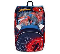 Seven Spiderman - Mochila con doble compartimento extensible, azul, gran capacidad, respaldo preformado, para niño, escuela primaria, turquesa, Blu, Casual